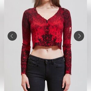 R13 Red Lace BABY CASHMERE CARDIGAN Sz XS